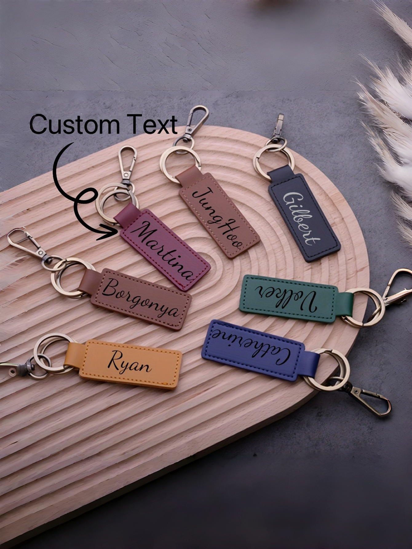 Personalized Vintage PU Leather Keychain